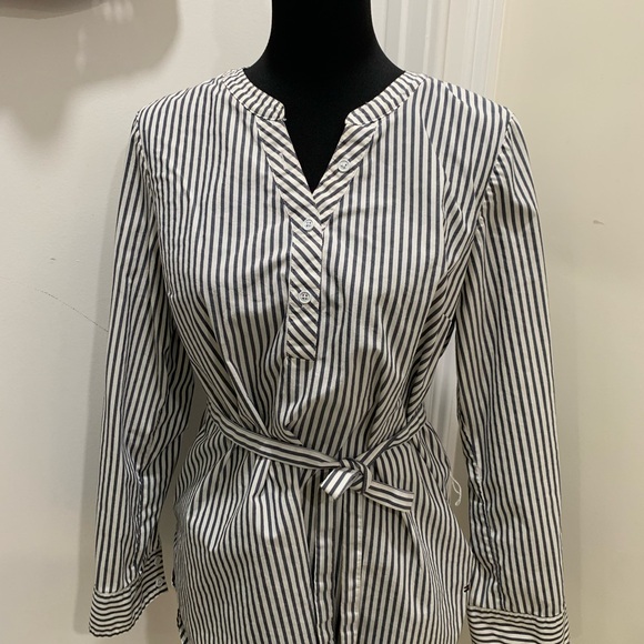 4/$15 Tommy Hilfiger Navy and White Striped Button Down Shirt Dress - Picture 1 of 7